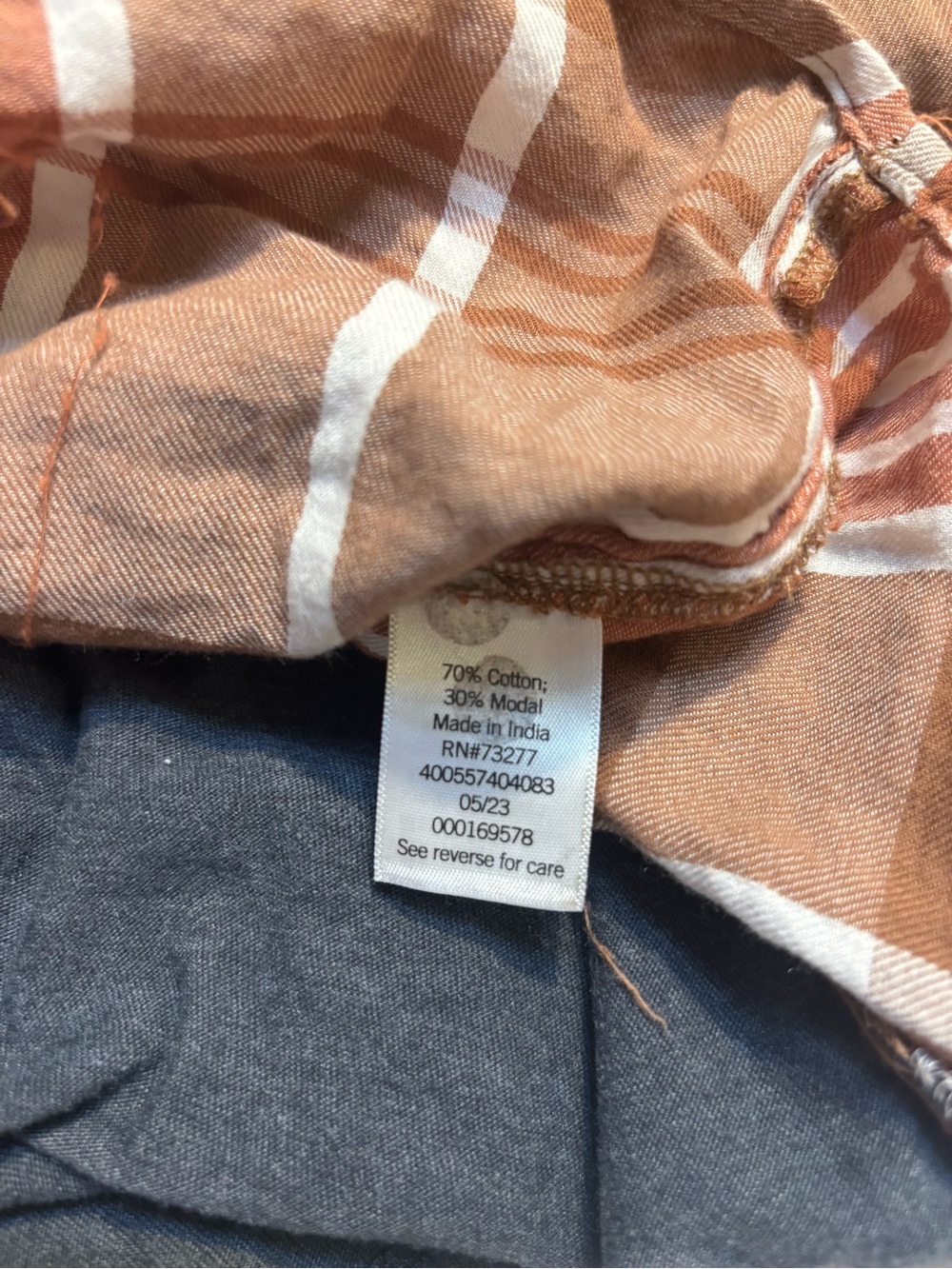 Sonoma Top Medium Charcoal Gray Orange Monarch Butterfly Long Plaid Sleeves Soft - Picture 13 of 16